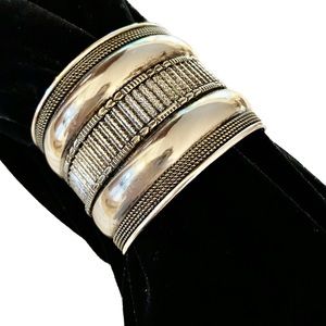 Silver Cuff Bracelet. Handmade Beauty! Multiple Technique Adjustable Size Excell
